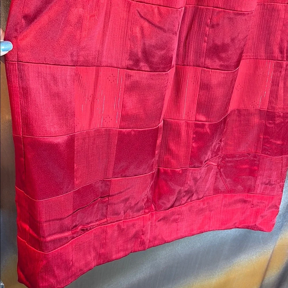 Vintage maxi quilted with glittery fabric Elegant lined Red Women's Skirt‎ 502